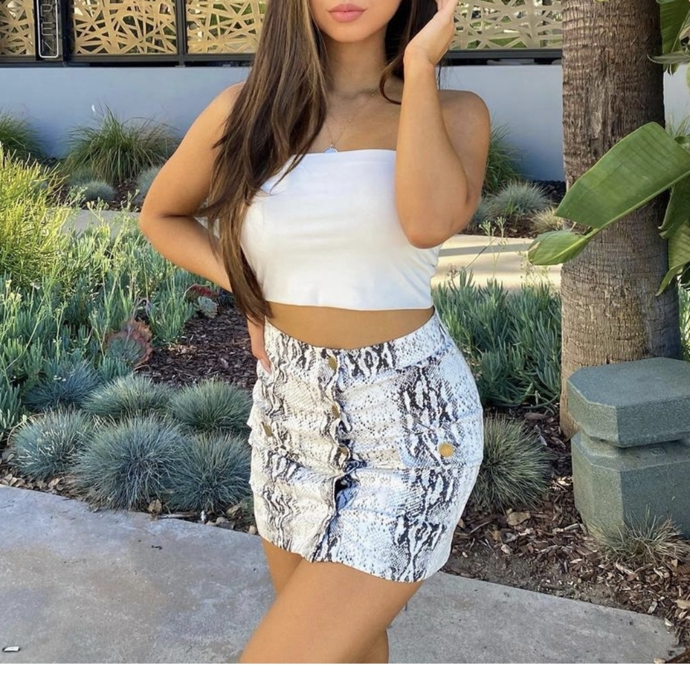 Fashion Nova Snake Print Mini High rise Skirt, Small